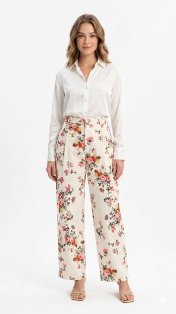 Flora Ivory Palazzo Pants